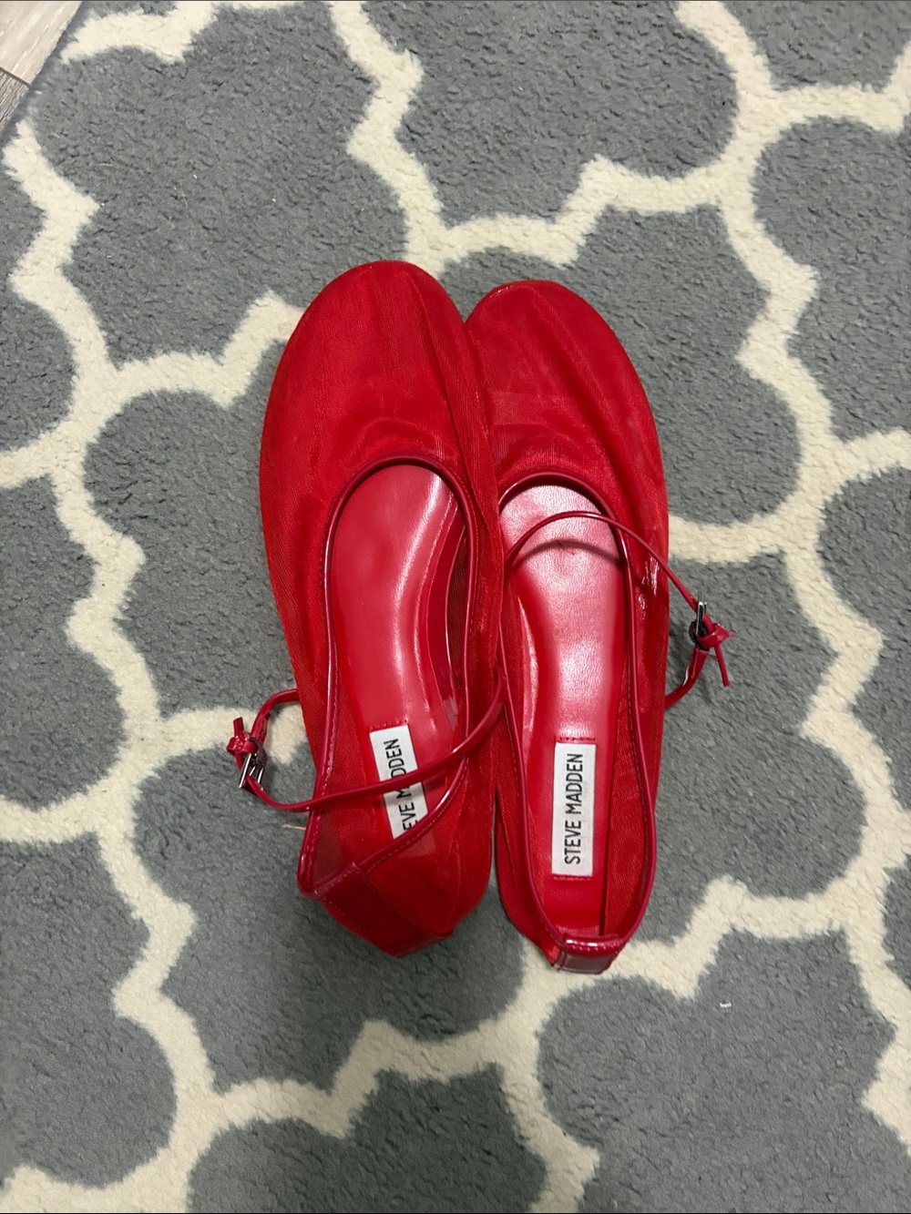 Steve Madden Red Ballet Flats with Ankle Strap